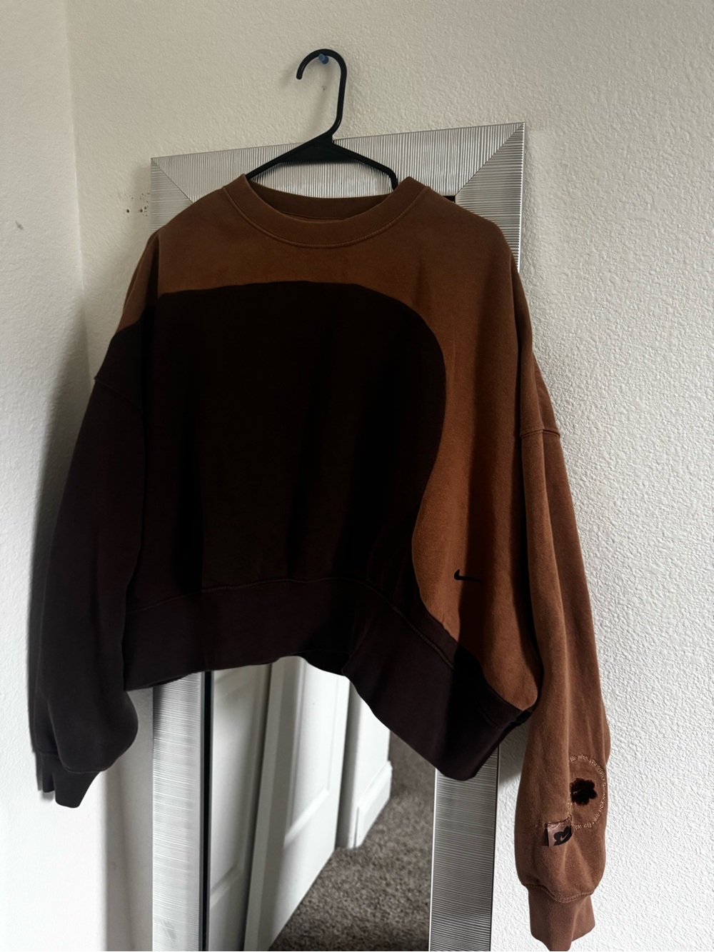 Nike Women’s Two-Tone Brown Crewneck Sweater